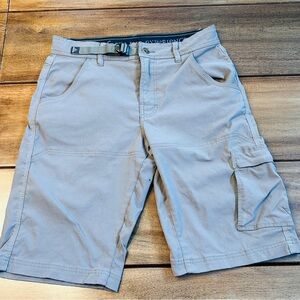 prAna Men’s Zion Belted Cargo Shorts Dark Olive Size 31x12L Outdoor Hiking